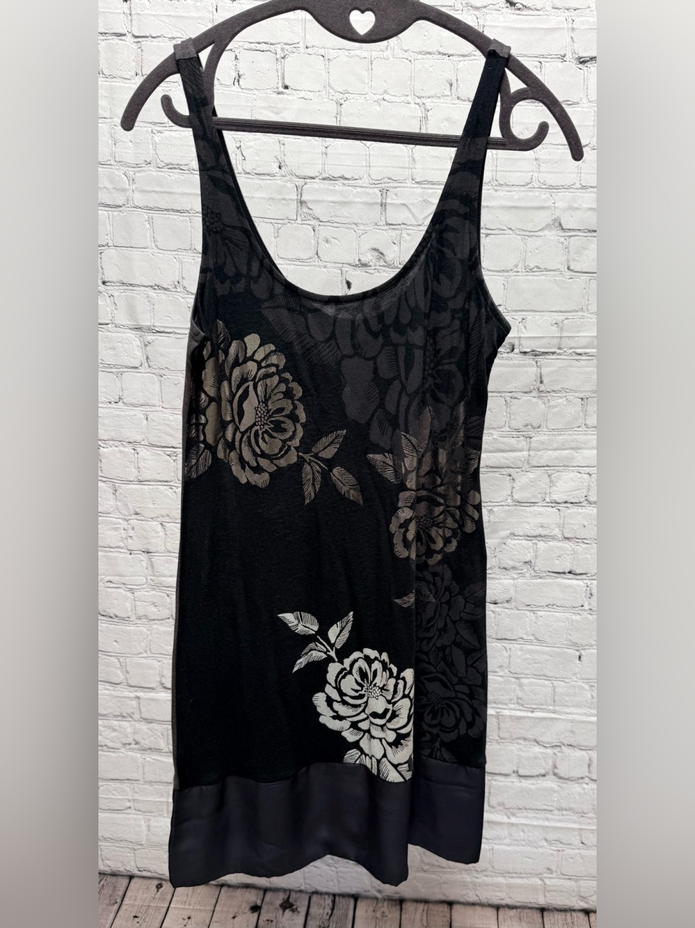 Express Black Tank Dress with Silver Floral Print - Picture 4 of 5